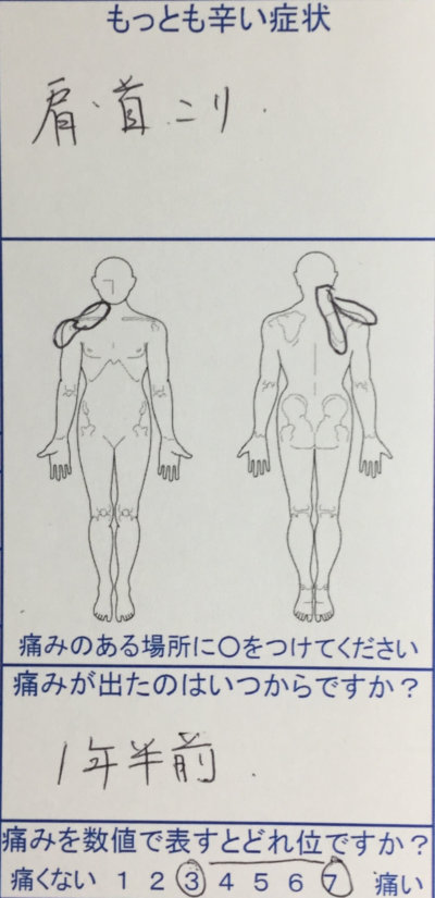 右肩首の痛み【腕にしびれあり】20代女性の整体治療の一症例