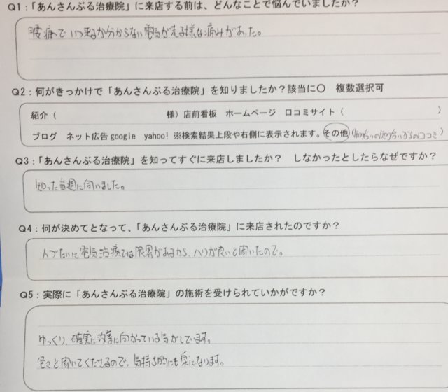 電気が走る様な腰痛が怖い【ヘルニア・坐骨神経痛経験あり】鍼灸で楽になった1症例