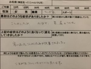 腰の痛みやのぼせ、首肩の疲れ【マンガ家】20代女性の改善した1症例