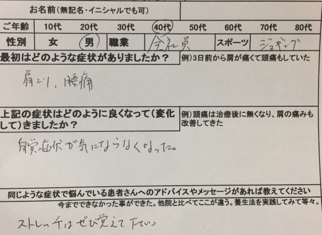 全身ばきばきの肩こり腰痛【マッサージ効かない】40代男性の1症例