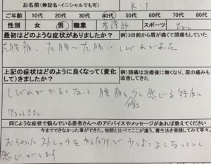 腰痛と足のしびれ【立ち仕事:看護師】しびれが軽くなった1症例