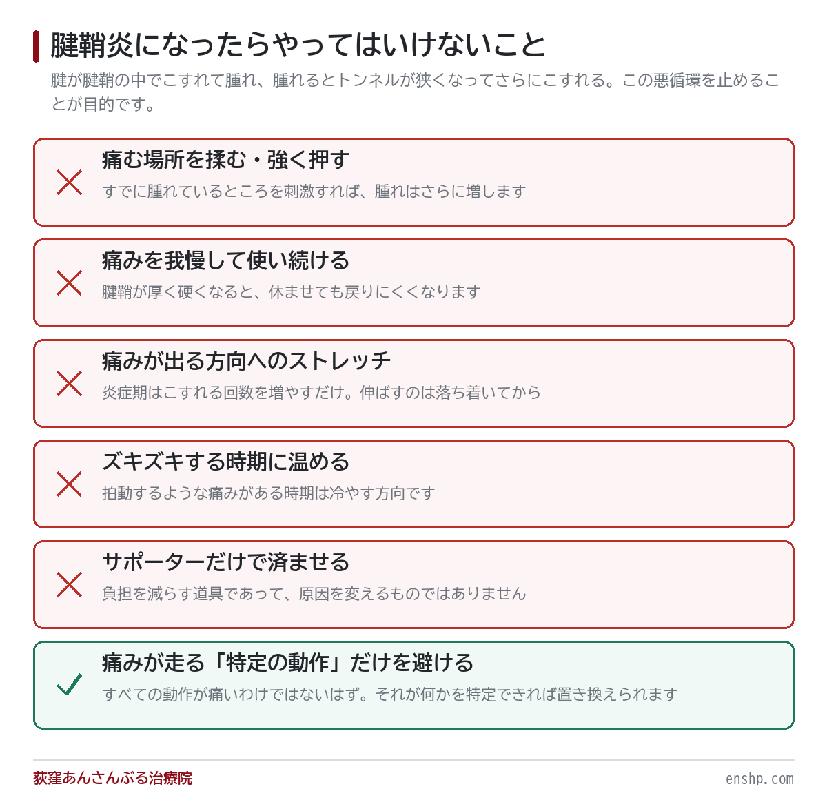 腱鞘炎になったらやってはいけないこと|サポーターだけでは止まりません
